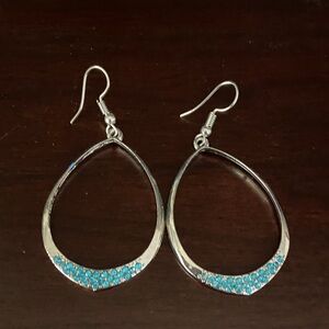 Silver and Blue Teardrop Earrings